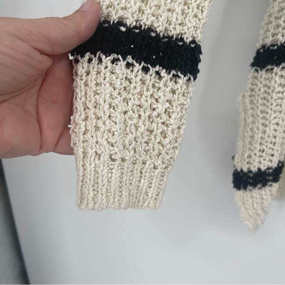 FREE PEOPLE Black and Cream Striped Greenwich Village Sweater - Picture 5 of 10